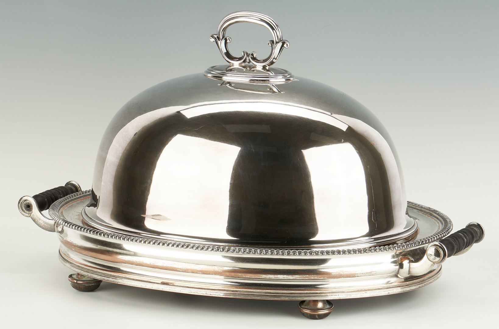 Lot 947: Old Sheffield Plate Warming Stand and Meat Dome