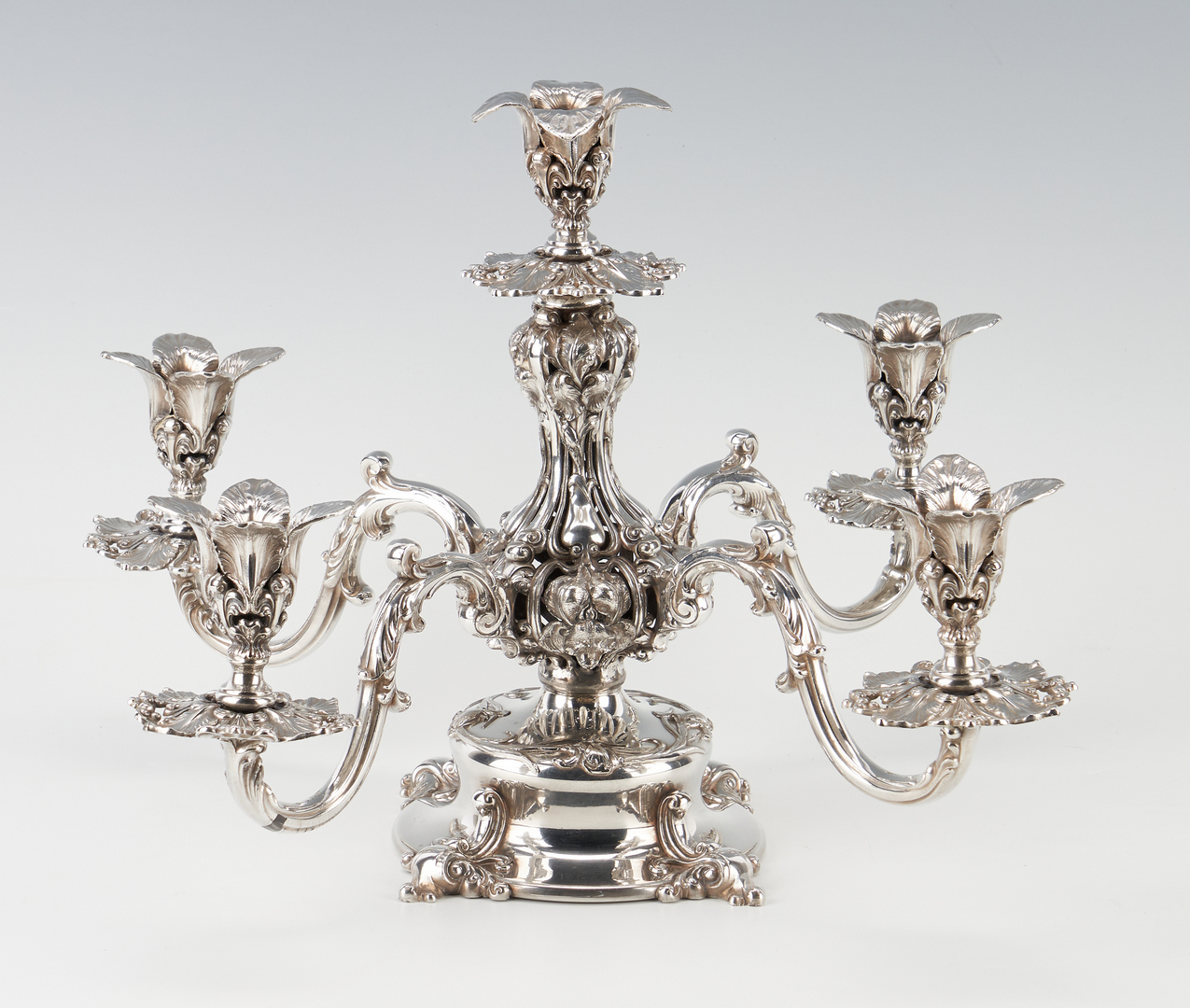 Lot 949: Old Sheffield Meat Dome and Reed & Barton Candelabra/Epergne