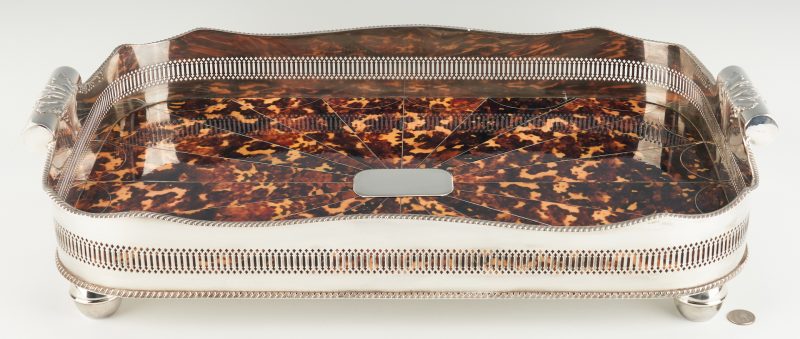 Lot 954: Silverplated Faux Tortoise Shell Tray