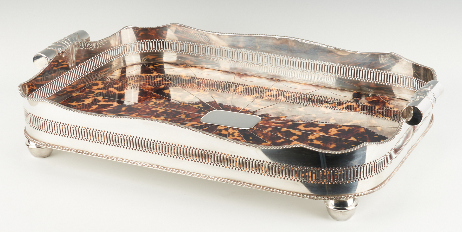 Lot 954: Silverplated Faux Tortoise Shell Tray