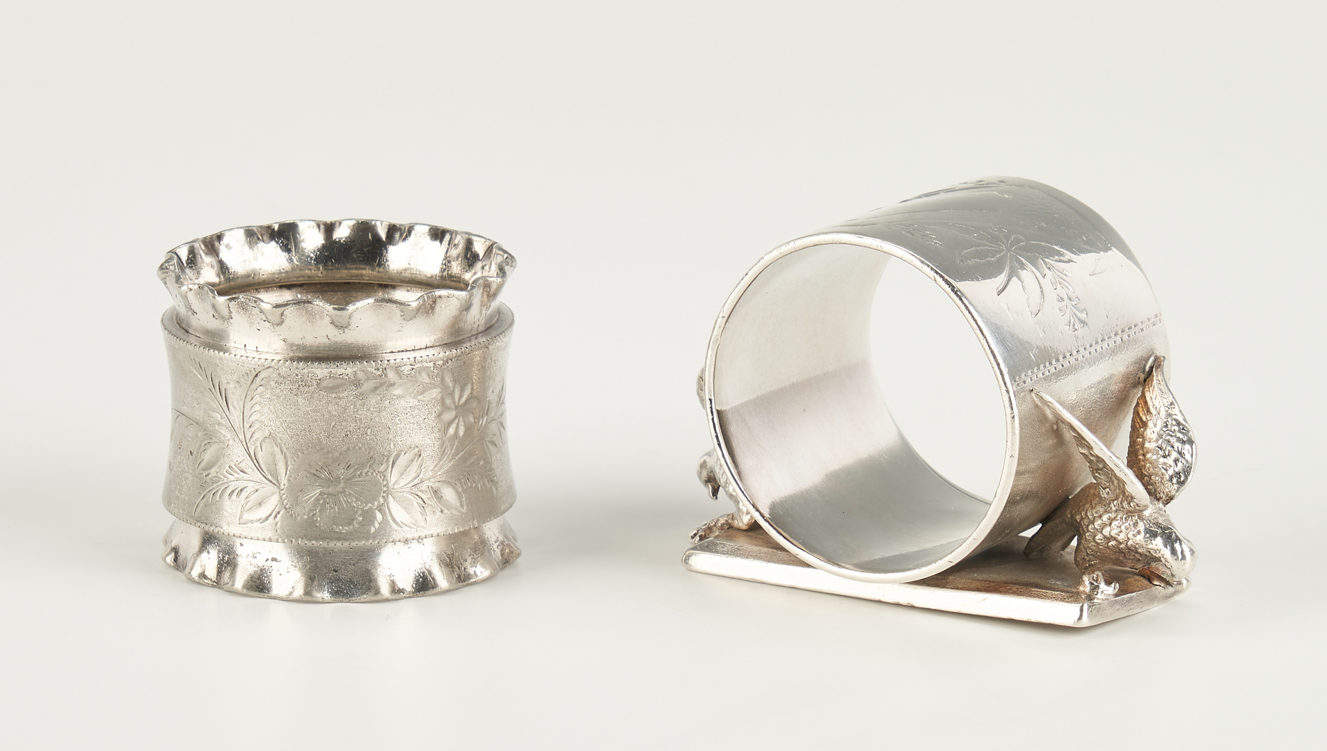 Lot 956: Victorian S/P and Cut Glass Biscuit Barrel plus Napkin Rings