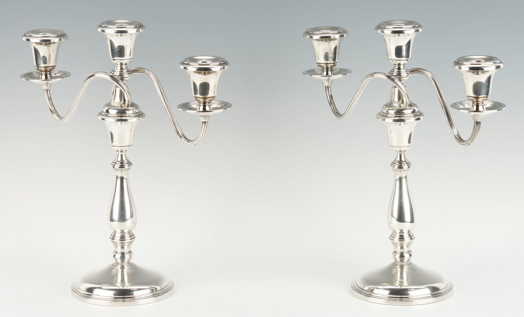 Lot 958: Pair Sterling Candelabra & Silverplate Meat Dome