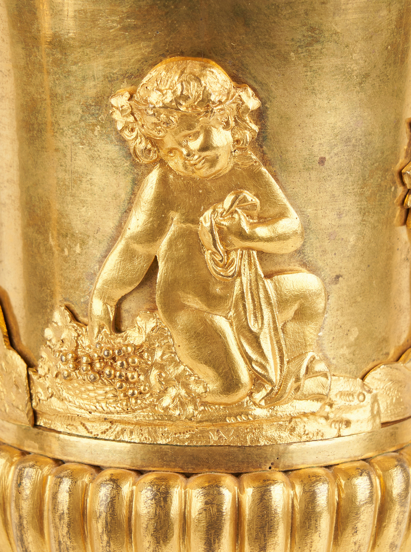 Lot 95: Pair Empire Ormolu Urns, Red Marble Bases