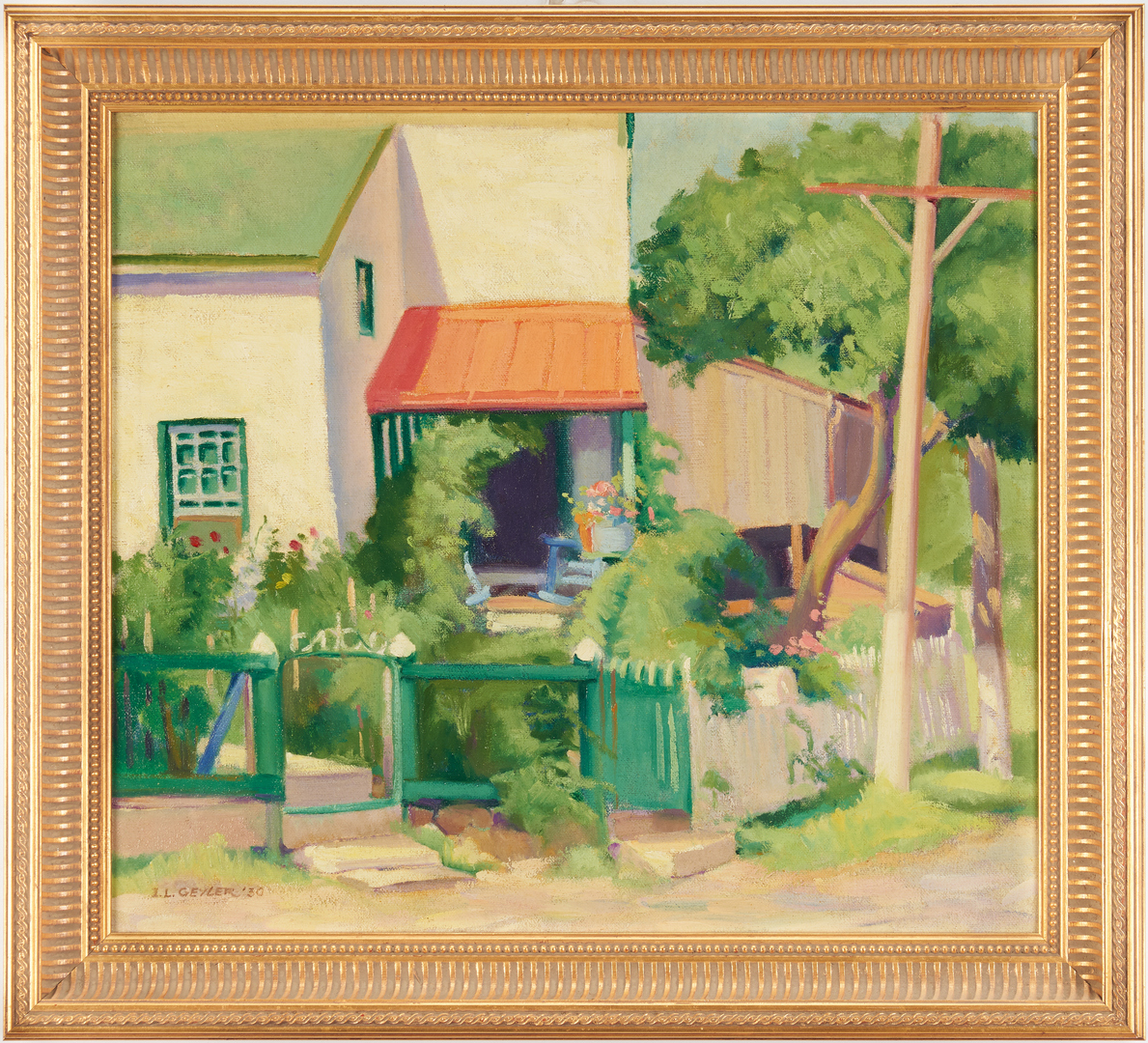 Lot 963: Ida Geyler Tollenger O/C Painting, Landscape with House