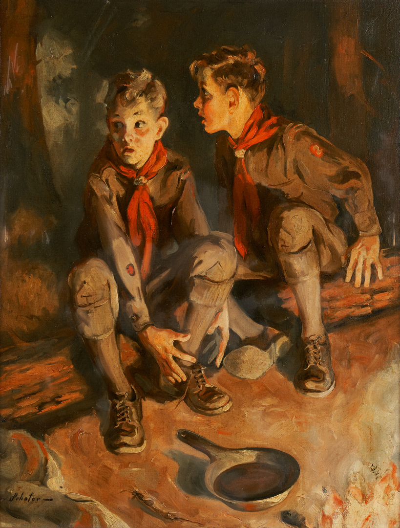 Lot 972: Boy Scout Illustration Art Painting, Schafer