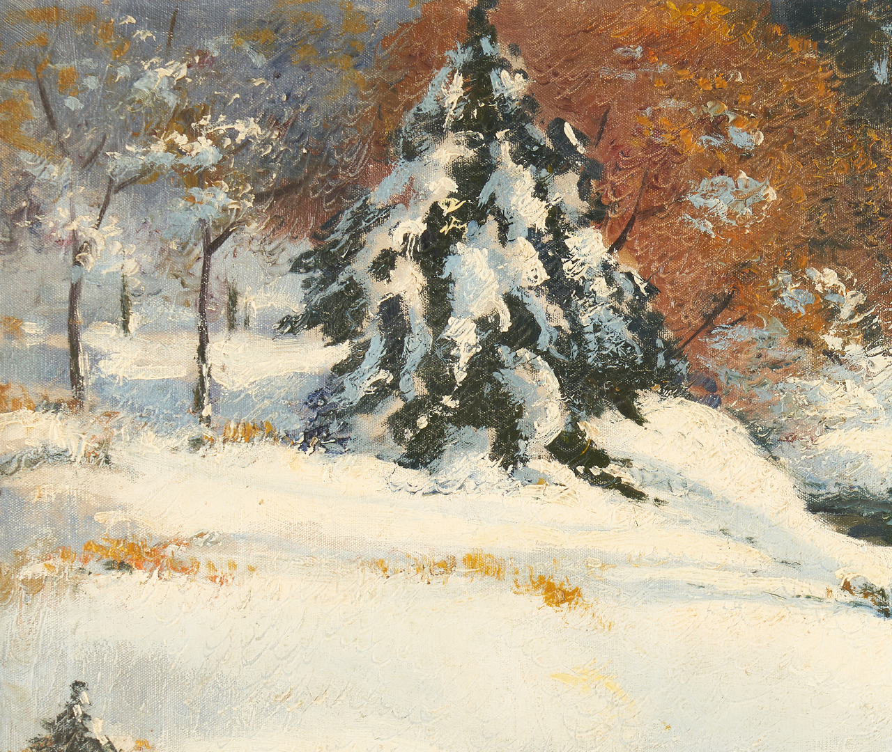 Lot 975: Ernest Fredericks O/C Painting, Indiana Winter Landscape
