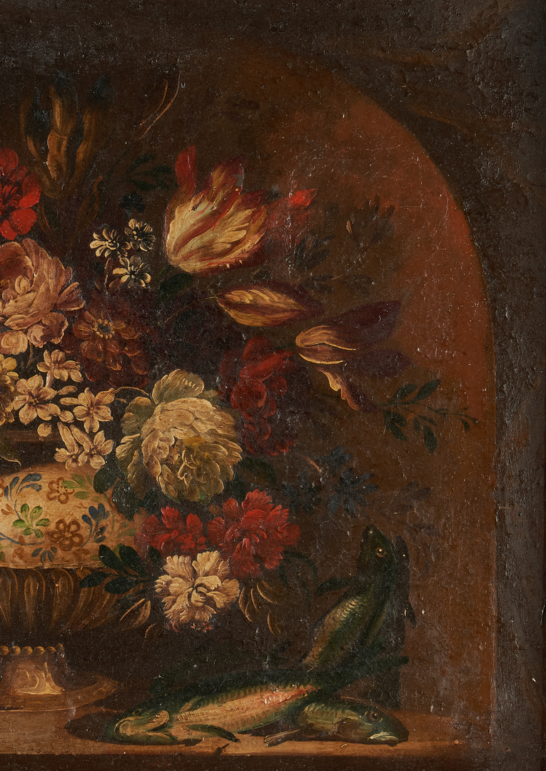 Lot 987: European Floral Still Life with Fish