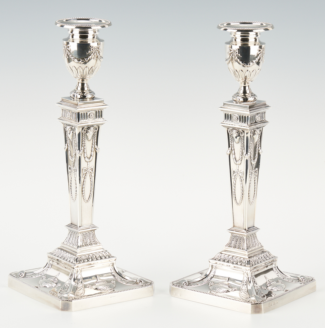 Lot 100: 4 English Neoclassical-Style Sterling Candlesticks