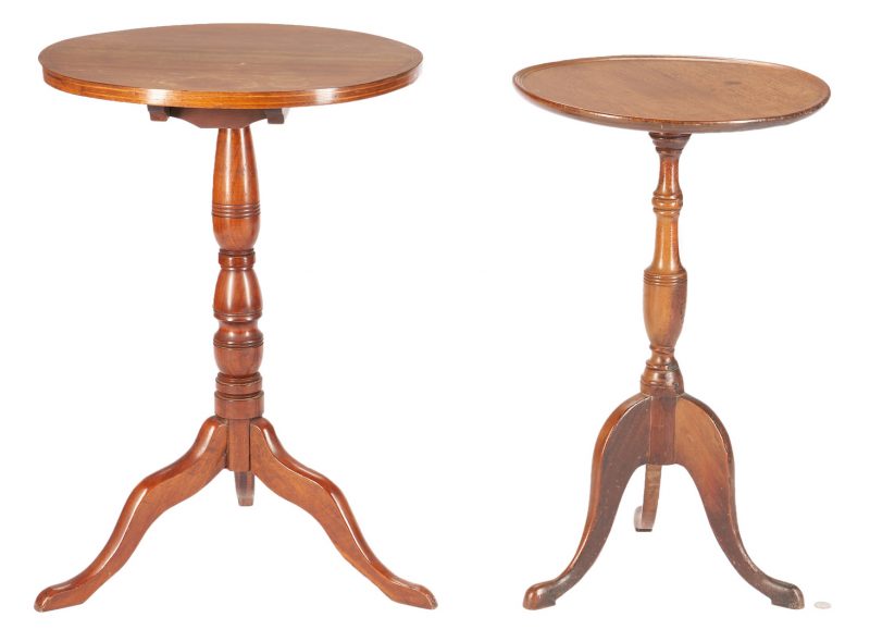 Lot 1034: 2 Walnut Candle Stands, Southern & Mid-Atlantic