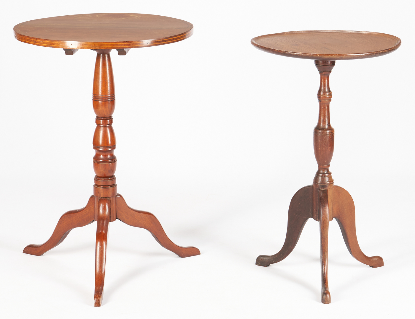 Lot 1034: 2 Walnut Candle Stands, Southern & Mid-Atlantic