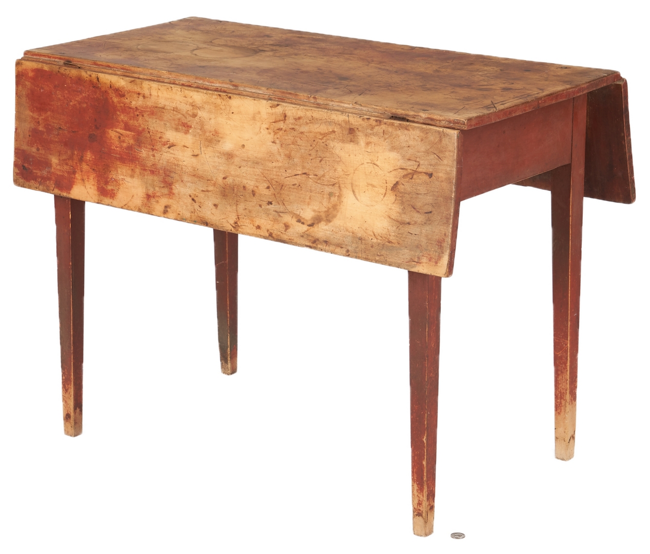 Lot 1035: Primitive Console Table & Signed Dropleaf Pembroke Table, 2 Items.