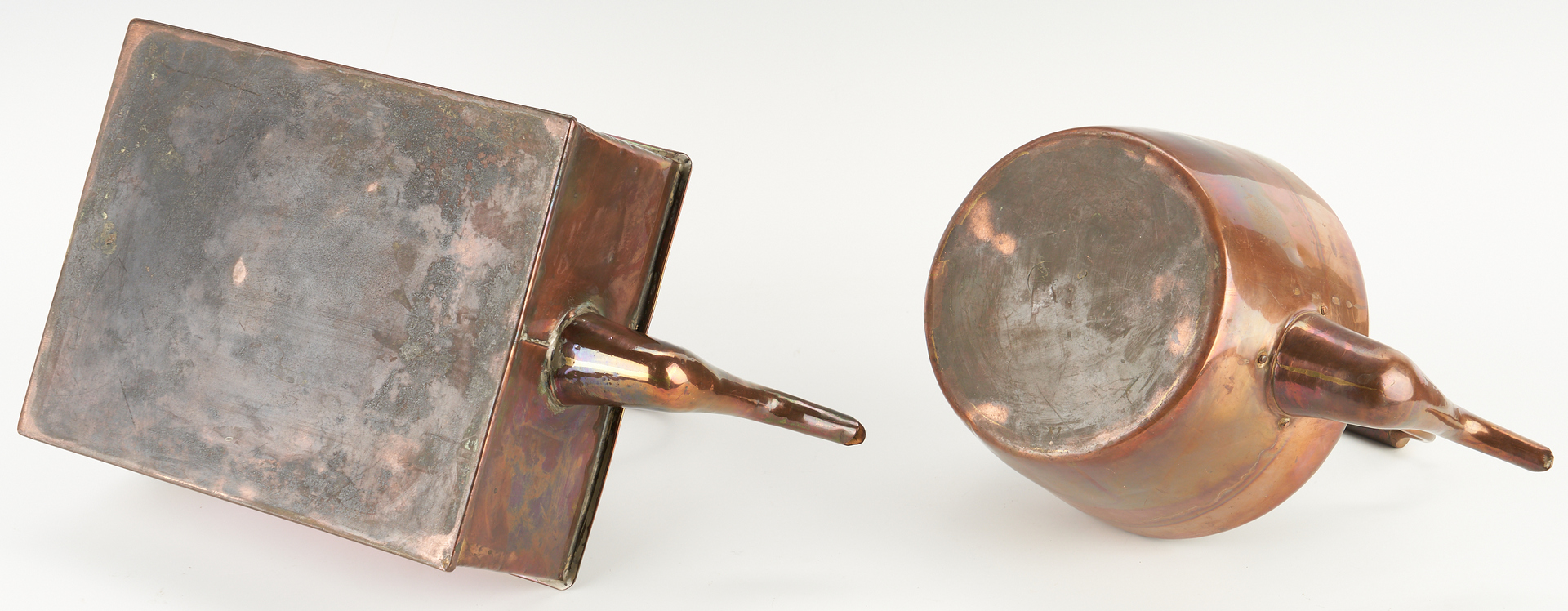 Lot 1046: 2 Copper Kettles & Stands, Charles K. Davis Collection
