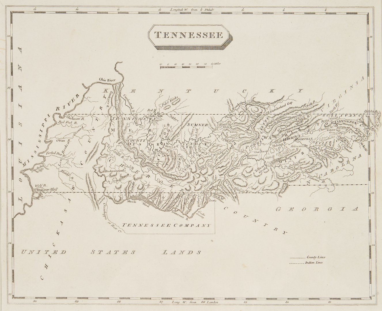 Lot 1075: 2 TN & KY Maps, incl. S. Lewis, 1804