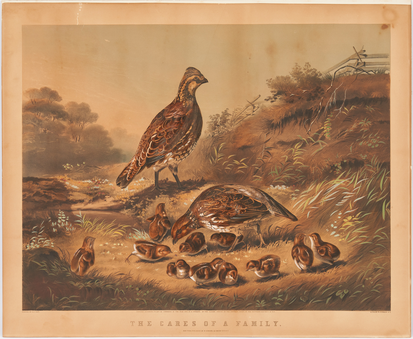 Lot 1078: 4 Animal Prints, incl. Currier and Ives, Cares of a Family