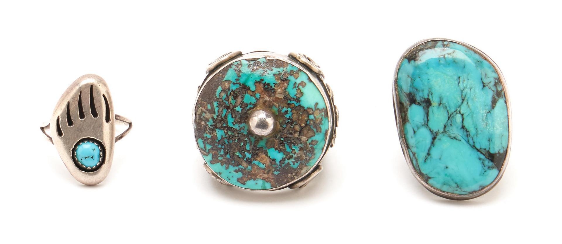 Lot 1091: 5 Pcs. Native American Turquoise & Silver Jewelry
