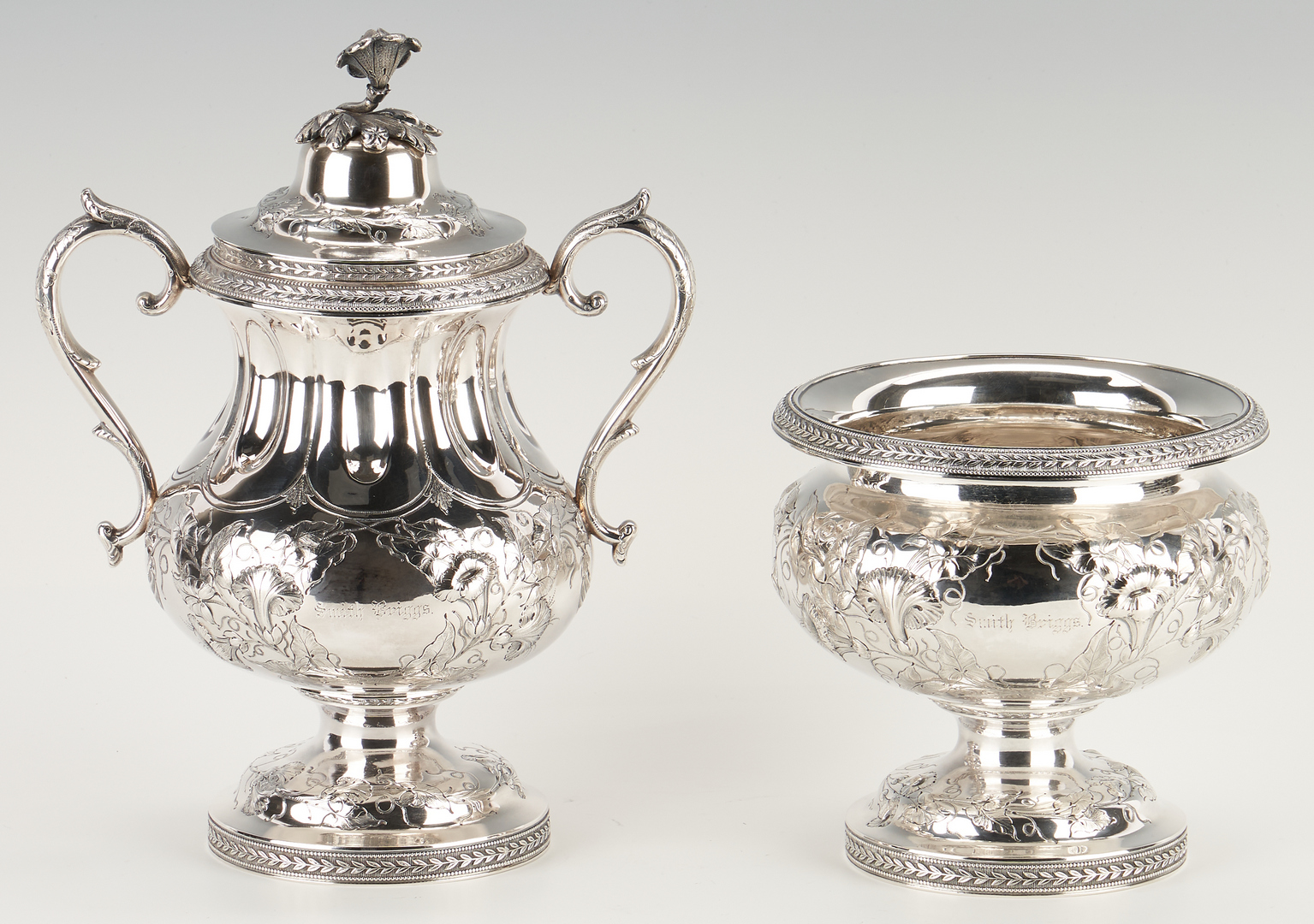 Lot 109: Coin Silver Tea Set, Smith Briggs – Civil War Navy, Railroad Interest