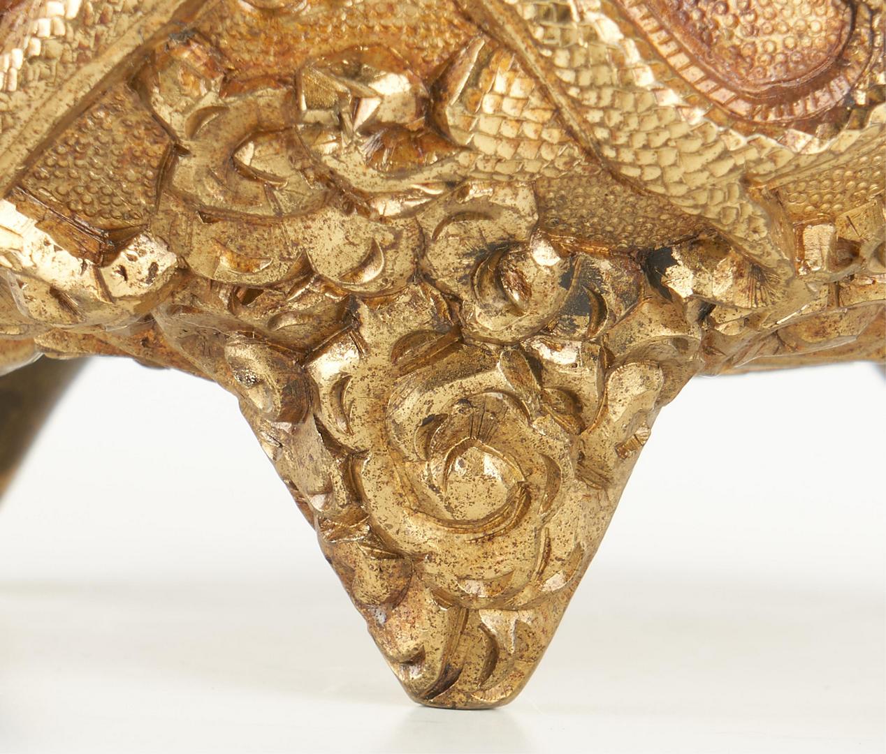 Lot 10: Chinese Gilt Bronze Censer with Dragon Relief Decoration