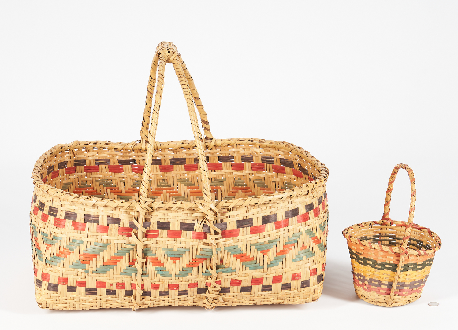 Lot 1100: 2 Native American Choctaw Rivercane Baskets