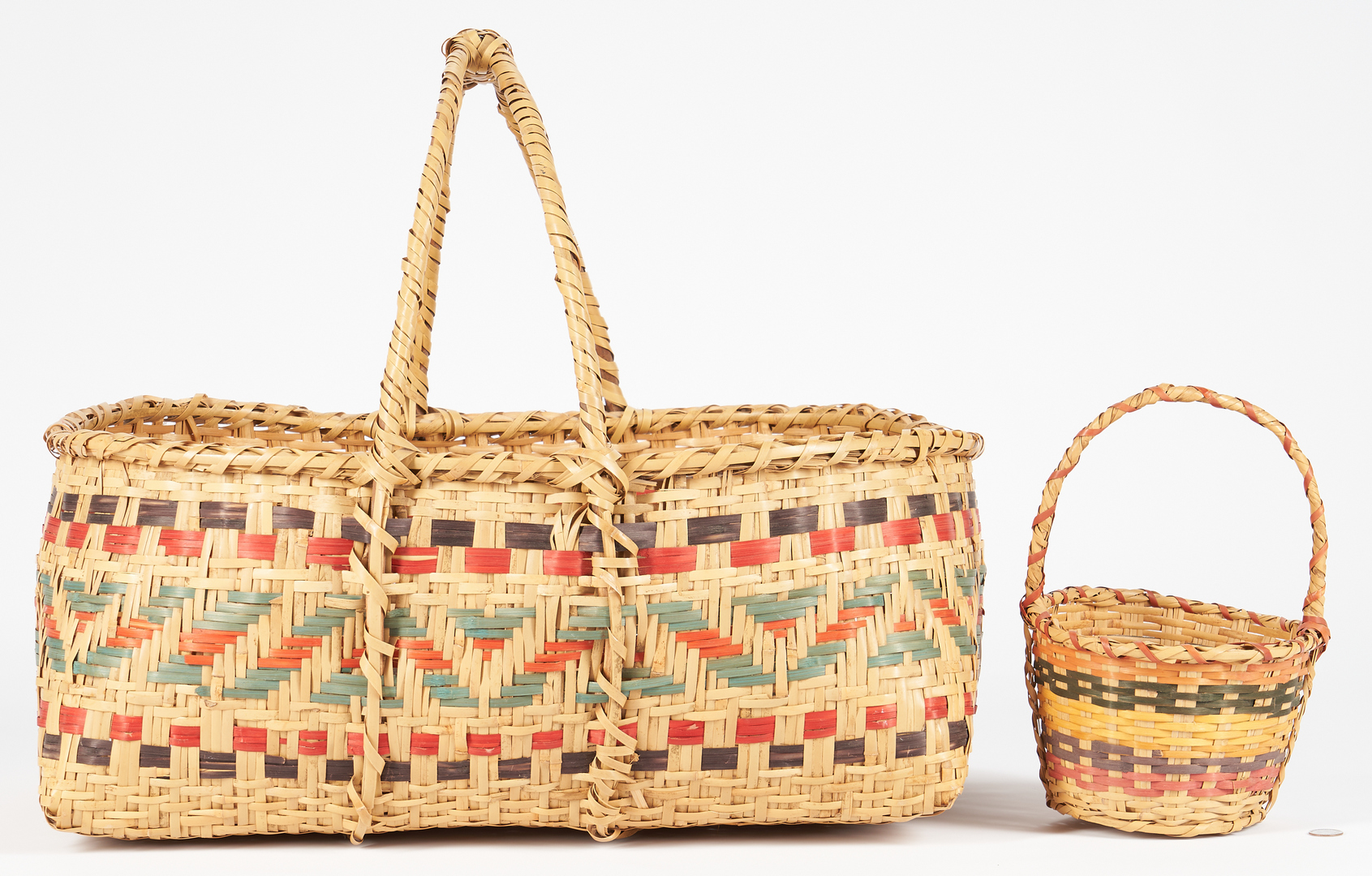 Lot 1100: 2 Native American Choctaw Rivercane Baskets