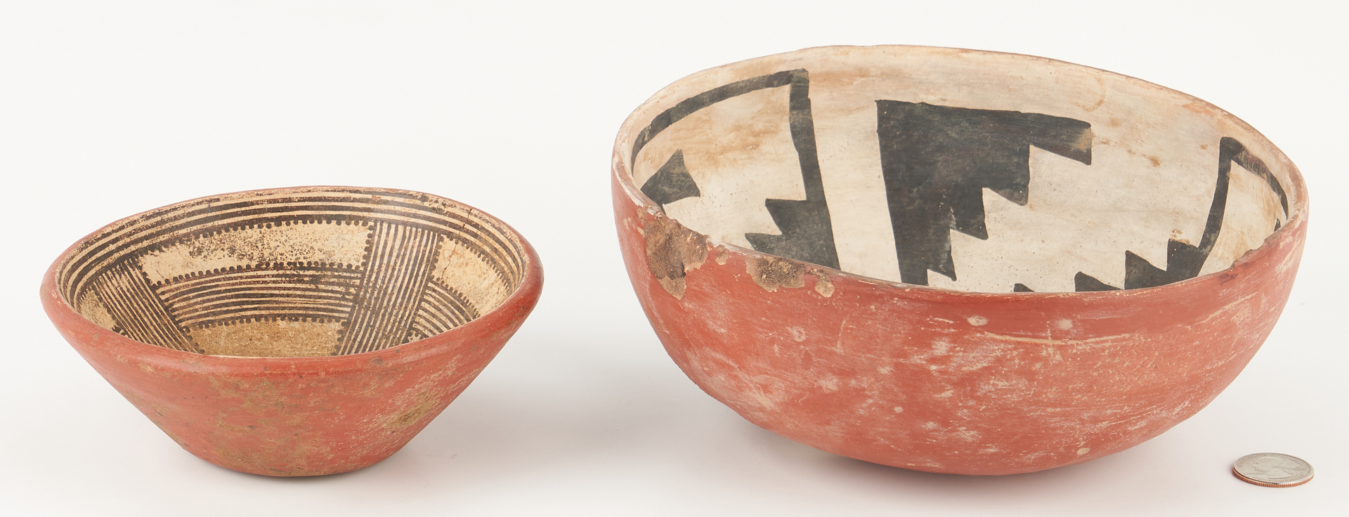 Lot 1111: 2 Native American Polychrome Pottery Bowls