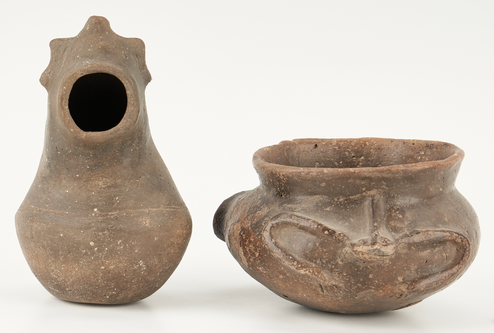 Lot 1116: 2 Mississippian Culture Caddo Effigy Pottery Items