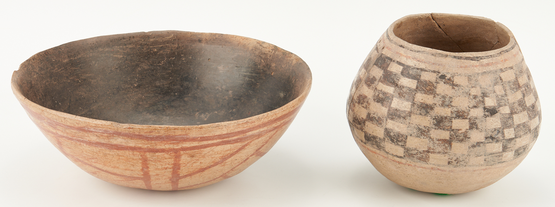 Lot 1119: 4 Native American Southwest Pottery Items & 1 Northwest Basket