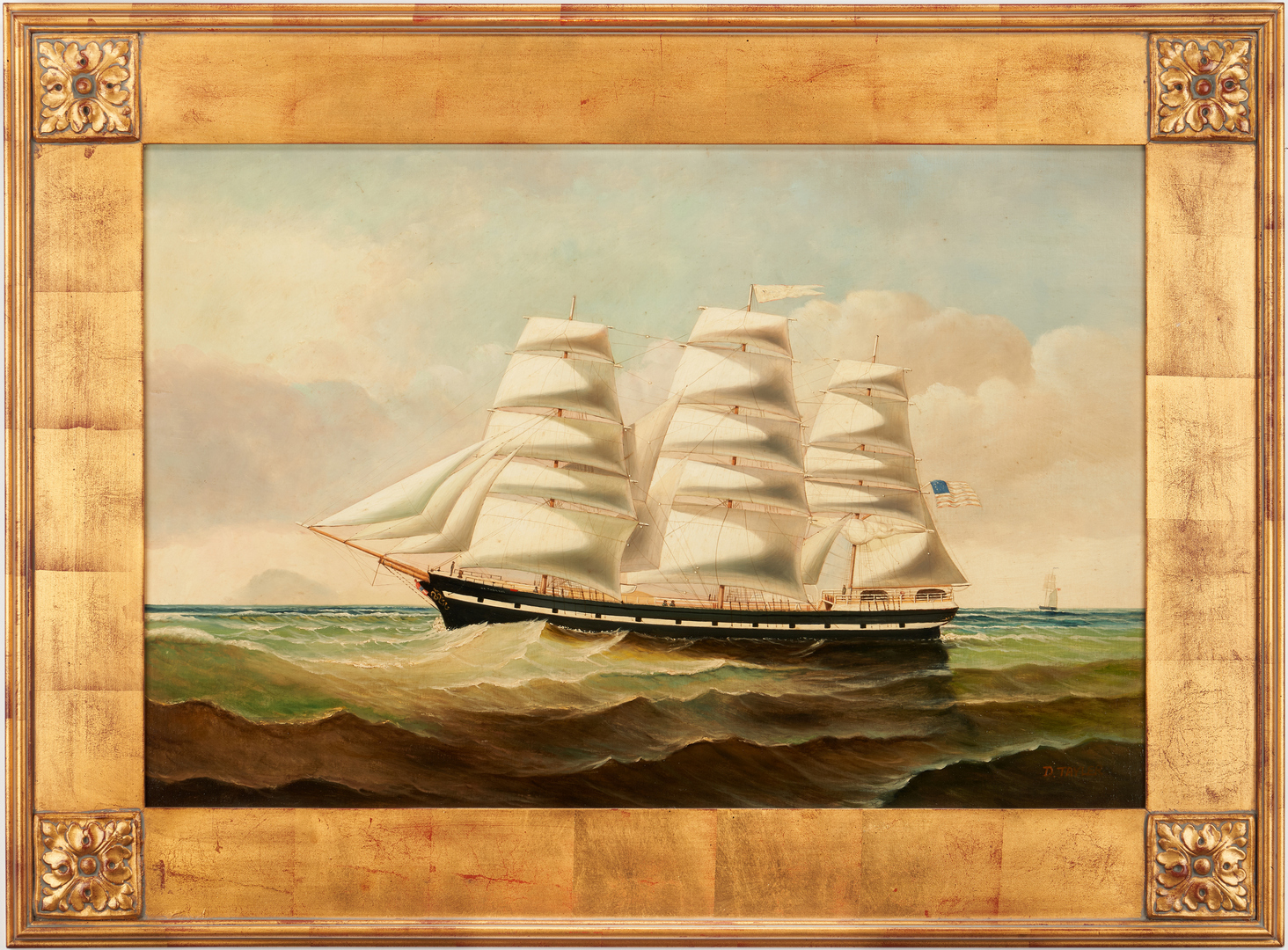 Lot 1147: D. Tayler O/C Marine Painting, Clipper Ship
