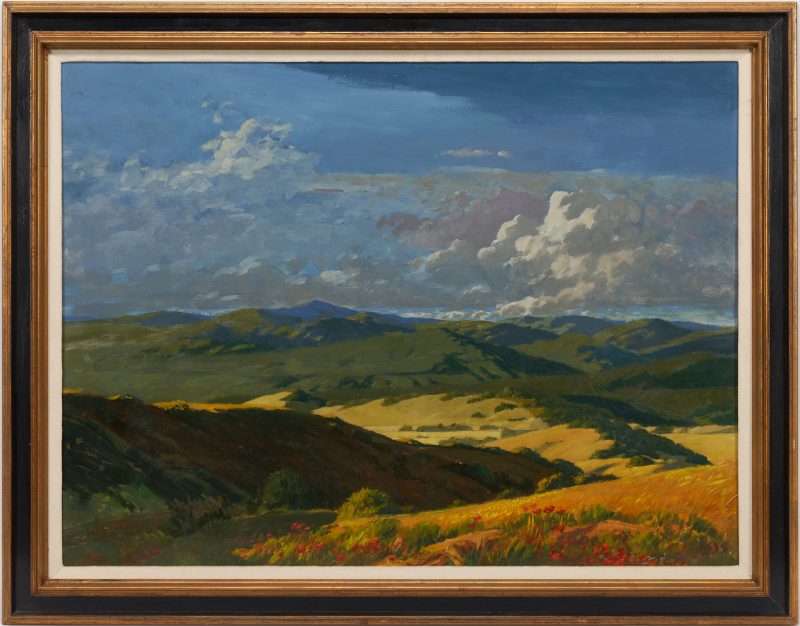 Lot 1150: Geoffrey Lewis O/B Painting, Mountain Landscape