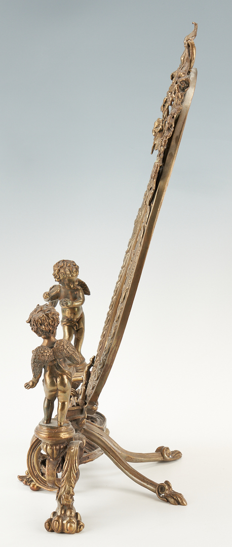 Lot 1168: Louis XV Style Bronze Tabletop Vanity Mirror w/ Figural Cupids