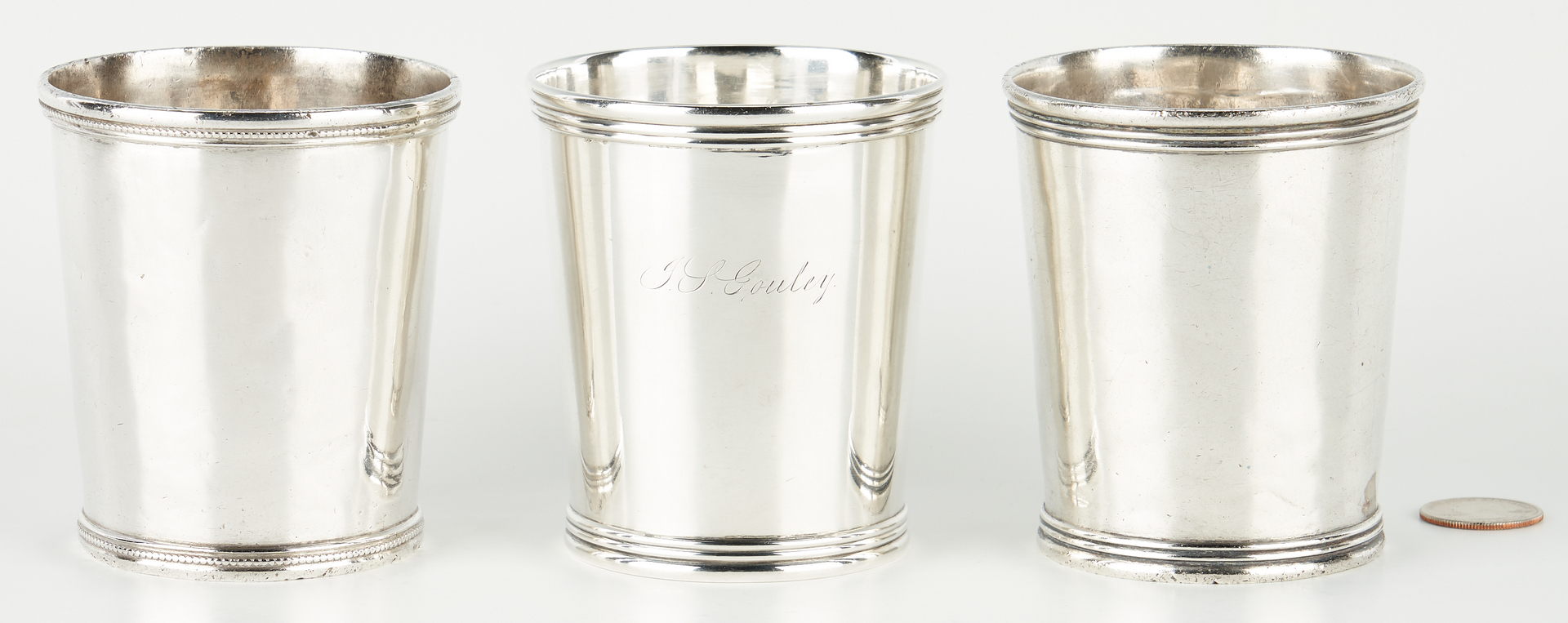 Lot 119: 3 McDannold Winchester KY Coin Silver Julep Cups