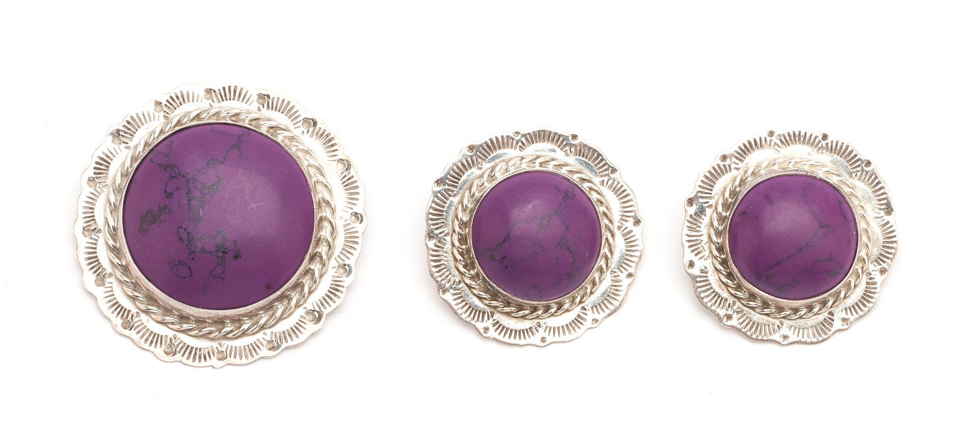 Lot 1218: 4 Pieces Sterling & Purple Stone Jewelry Pcs.