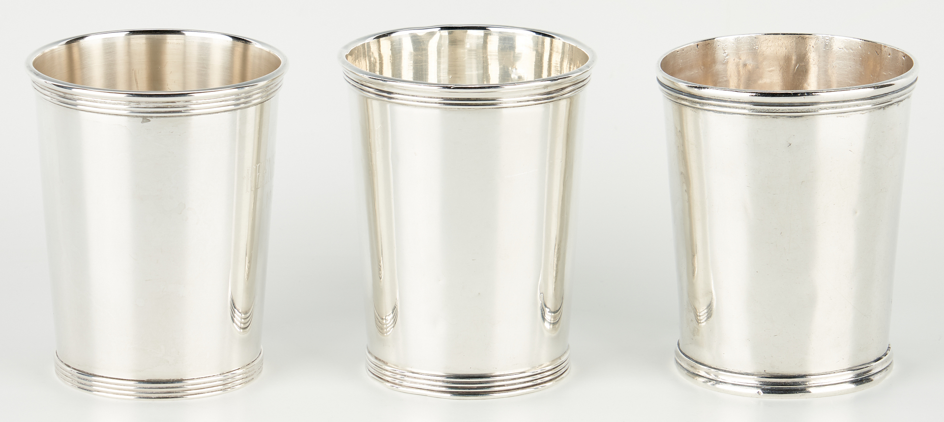 Lot 1237: 3 Silver Julep Cups, Coin and Sterling
