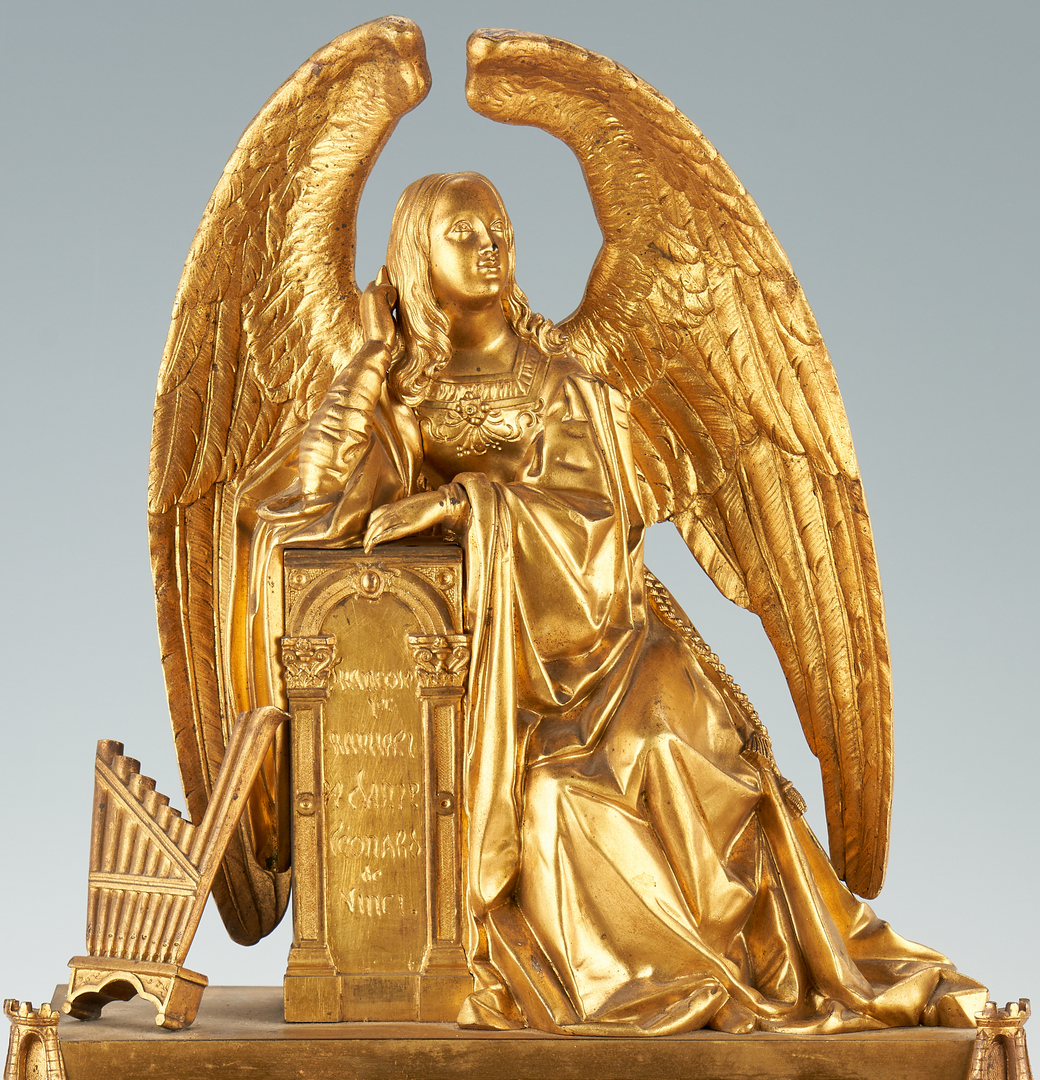 Lot 130: French Gilt bronze Mantel Clock w/ Figural Angel