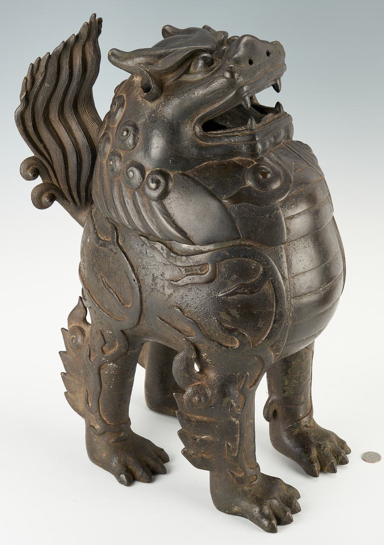 Lot 13: Large Chinese Bronze Luduan Form Censer