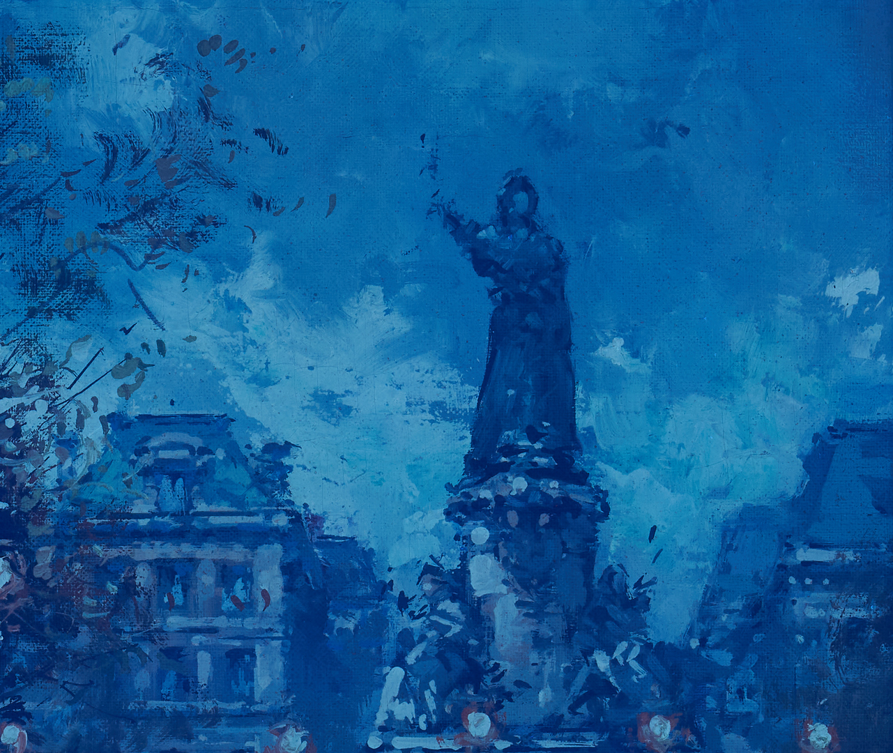 Lot 141: Antoine Blanchard O/C Painting, Parisian Street Scene