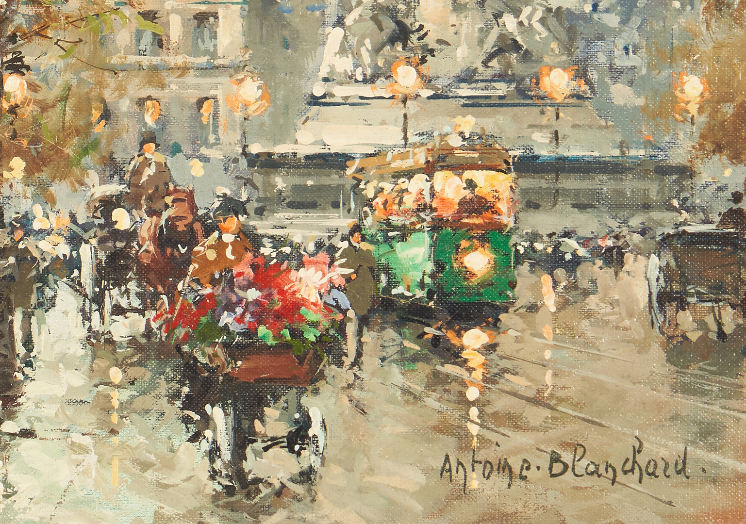 Lot 141: Antoine Blanchard O/C Painting, Parisian Street Scene
