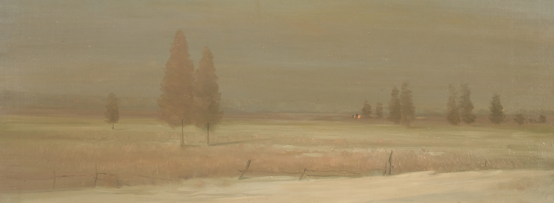 Lot 145: Leon Dabo O/C Winter Landscape Painting