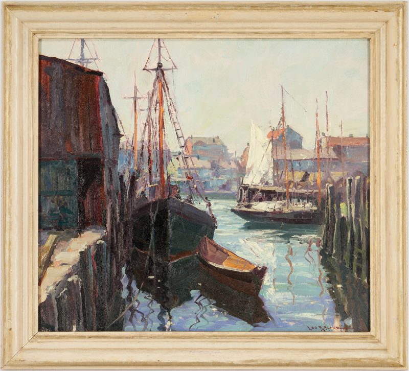 Lot 156: Leo Blake O/B Marine Painting, Harbor Scene