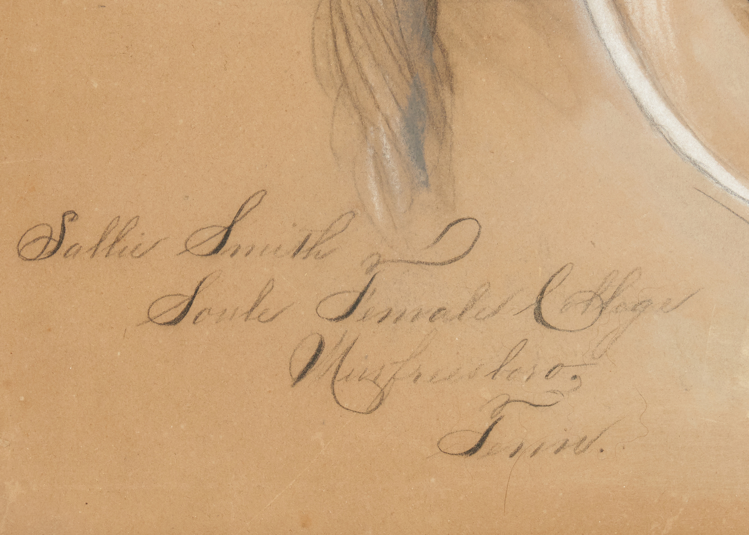 Lot 161: Soule Female College, TN Drawing of Two Children, 19th c.