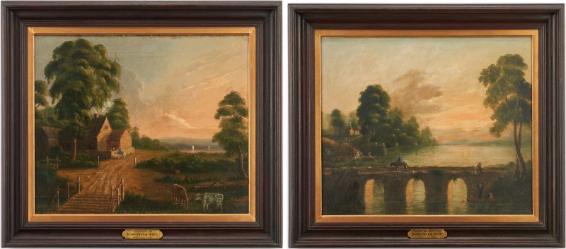 Lot 162: Pr. Oil on Canvas Landscapes, attrib. Joseph Meeker