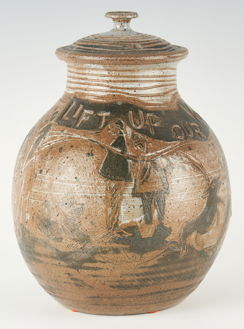 Lot 175: Charles Counts Civil Rights Pottery Jar, "Against the Mob"