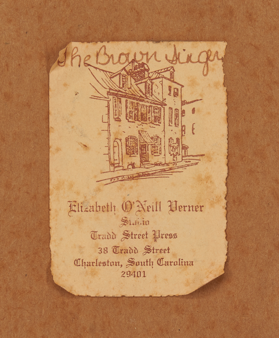 Lot 181: Elizabeth O'Neil Verner Etching, The Brown Singer