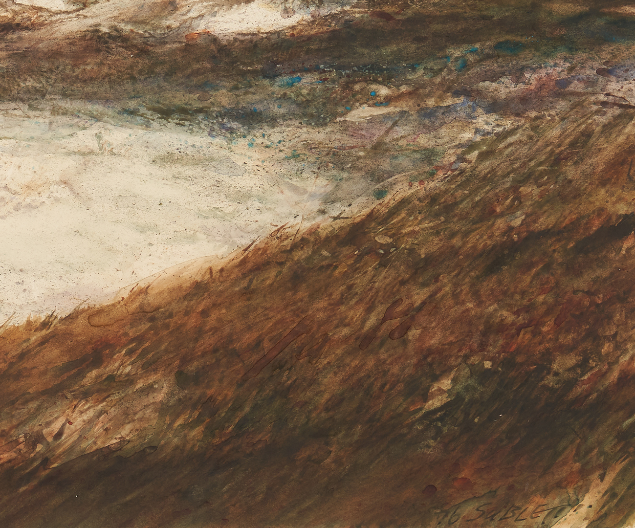 Lot 188: Exhibited Carl Sublett W/C Landscape Painting, Wintered Ridge #176