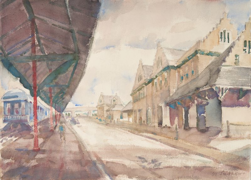 Lot 189: Carl Sublett Watercolor, Knoxville Train Station