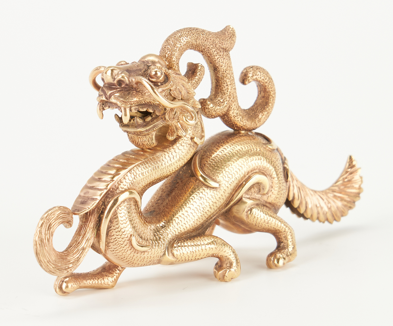 Lot 1: Chinese 14K Gold Figural Dragon on Stand