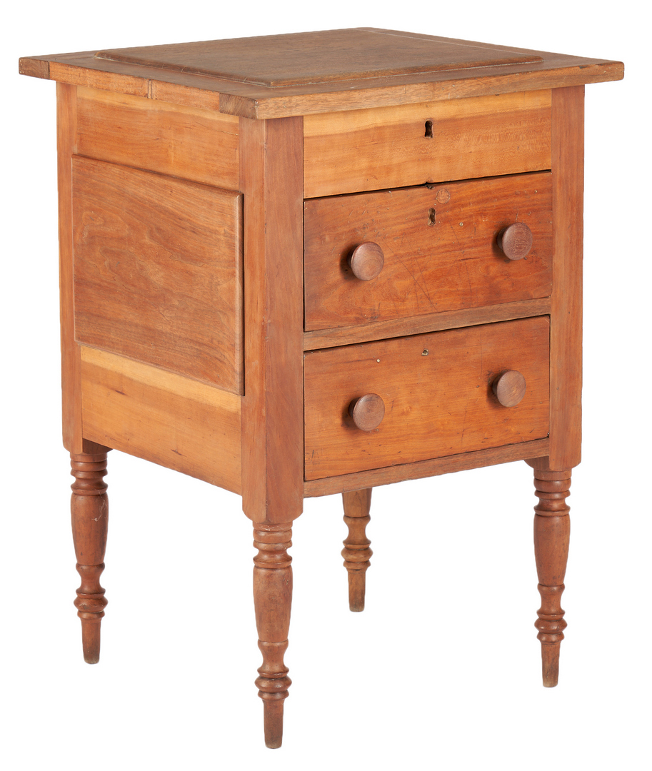 Lot 212: Southern Sheraton Walnut and Cherry Work Table with Shallow Well