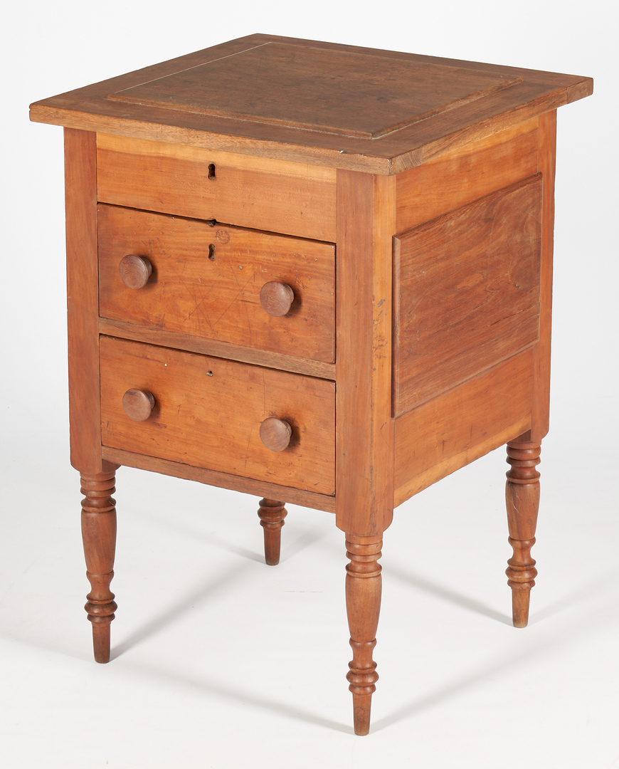 Lot 212: Southern Sheraton Walnut and Cherry Work Table with Shallow Well