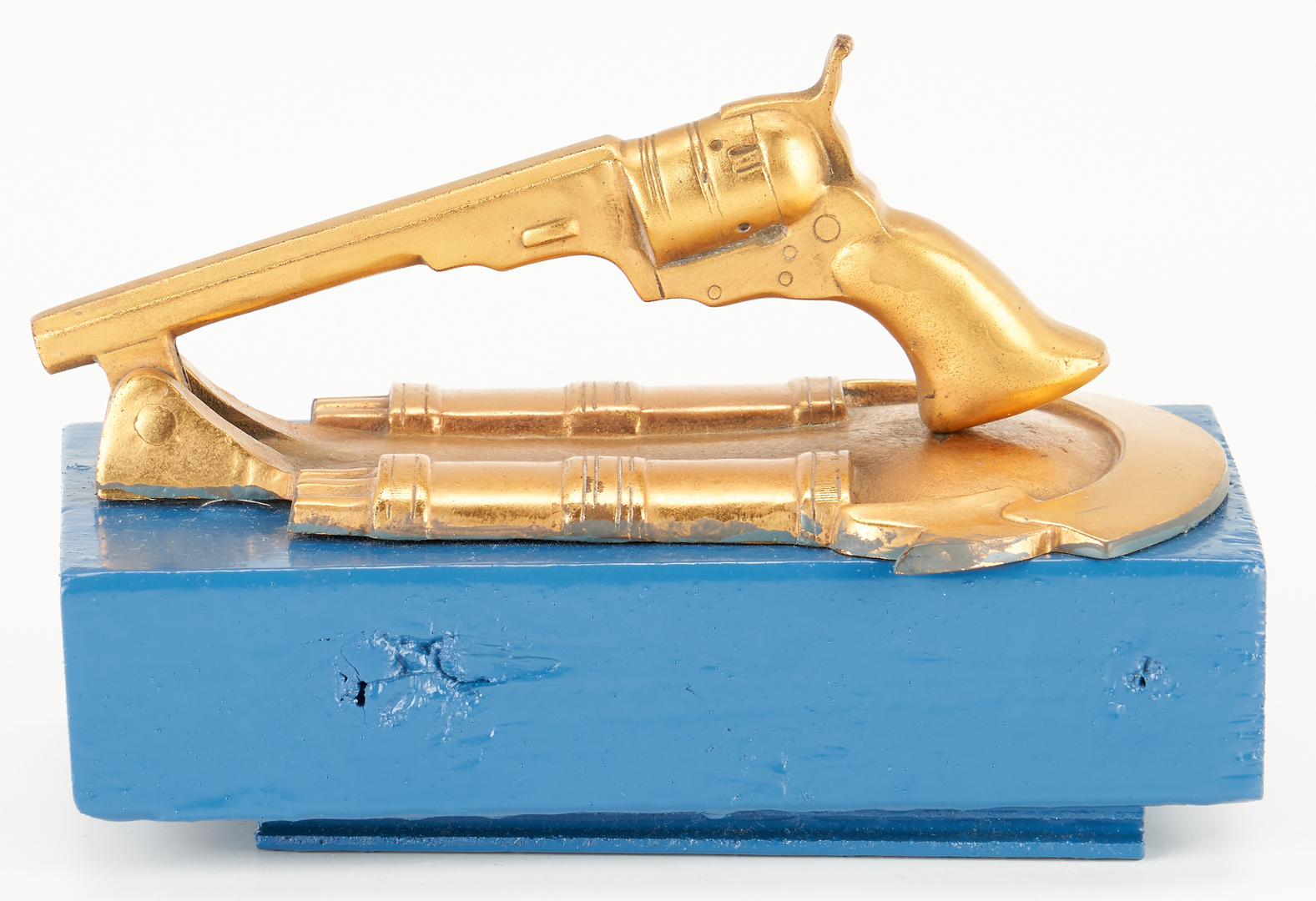 Lot 218: Brass Pistol Door Knocker & Espuela Grande Style Spurs, 6 items
