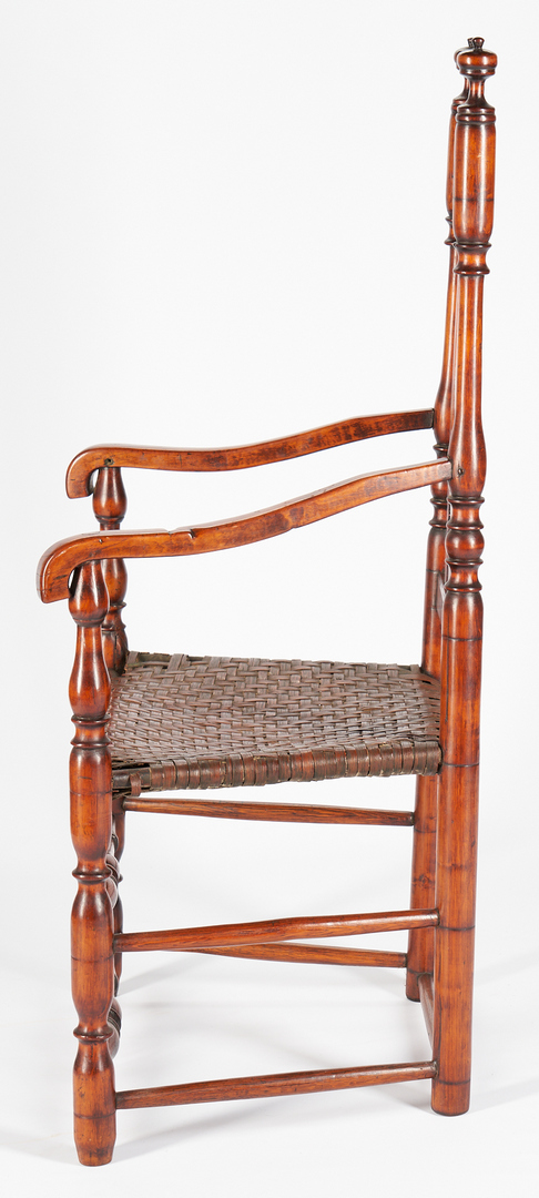 Lot 224: William & Mary Bannister Back Tiger maple Armchair, New England