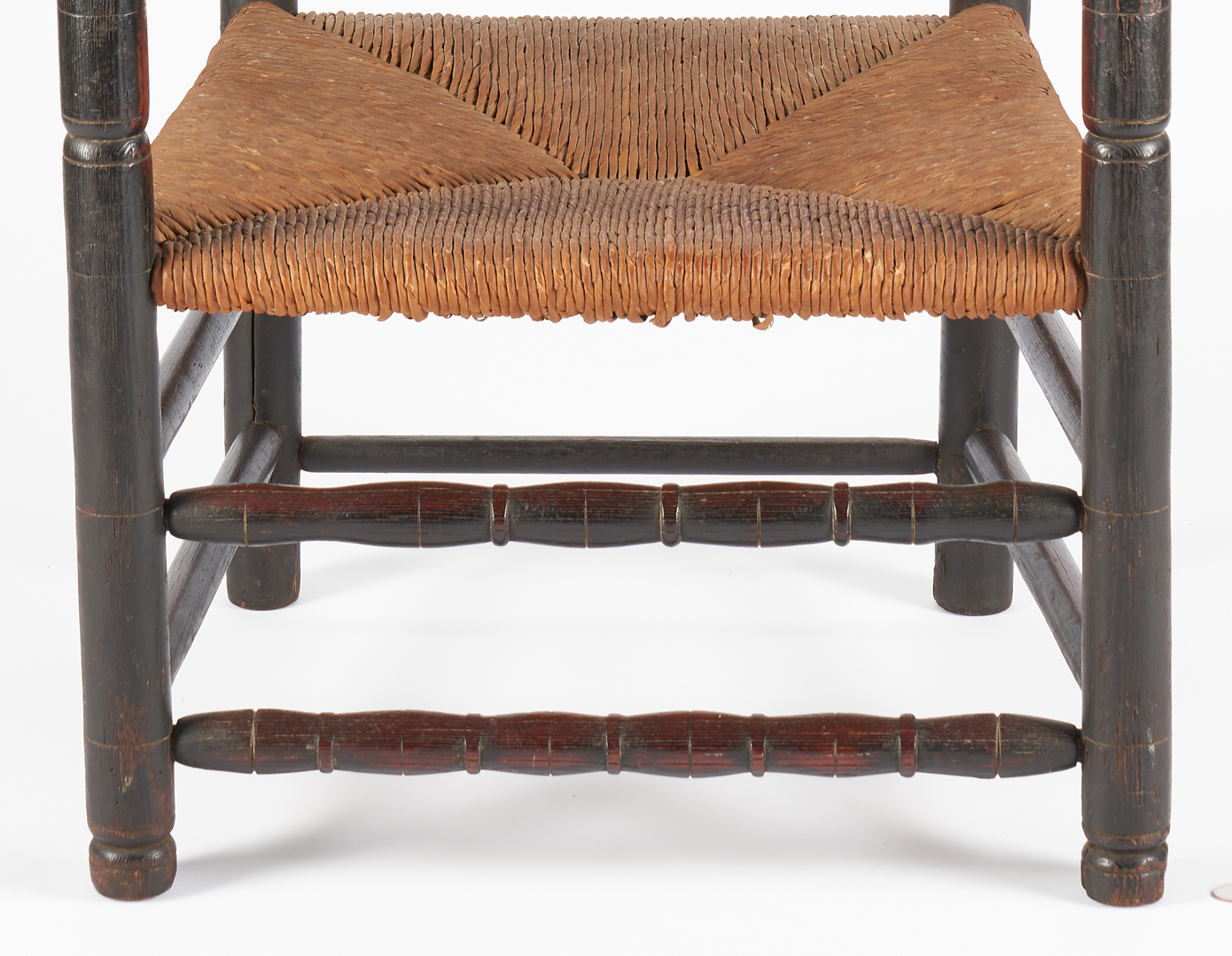 Lot 228: William and Mary Early American Oak Ladderback Armchair